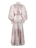 Temperament Court Style Dress 2025 New Print Single-Dlocked Long-Sleeved Summer Dress