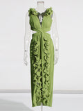 High-Sensing Dress Woman 2025 New Deep V-Neck Hollow Open Fork Dress Dress Dress