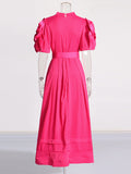 And Temperament Dress 2025 Summer New Lead Flower Sleeve Single Buckle Belt Dress Dress Woman