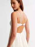 Summer New Sexy Fashion High-Funny Pressed Solid Color Suspension Dress