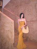 Vietnamese Handmade Three-Dimensional Petal Sling Skirt 2024 Autumn New Temperament Fish Bone Corset Corset Dress