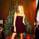 Christmas Party Dress Word-In-Letters With Sling Skirt Gold Velvet Dress