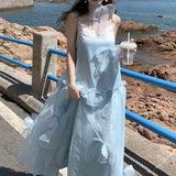 Double-Layered Bow Dress Sweet Seaside Holiday Dress 2024 New