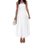 Summer New Breast-Scuffed Sleeveless High-End Temperament Mid-Long Dress