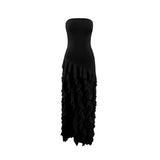 Summer Explosion Sexy Chest Repair Wooden Ear Side Open Temperament Evening Dress Dress Dress DJPT