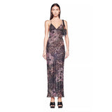 Girl Sexy Temperament Butterfly Sling Dress Fashionable Holiday Style Splicing Big Bare Back Hanging Neck V Collar Bag Buttice Skirt