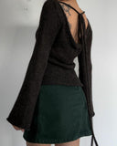 New Women's Temperamental Horny Knitted Top With Sexy Bare Back Sweater DJPT