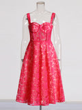 Famous Wind 2025 Summer New High-End Sense Long Three-Dimensional Chest Mat Fish Bone Embroidery Dress