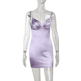 Sling Sexy V-Necked Swear Disten-Faced Dress Ins Pure Style Tight Bite Short Dress Girl DJPT