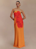 Women's Floral Print Braved Sleeveless Loose Dress Ultra-Long Dress DJPT