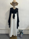 2024 Long-Sleeved Sleeves Sweet Long-Sleeved Splicing Bag-Suited Body-Dight With Dress