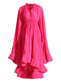 Retro High-End Court Style 2025 New V-Neck Long-Sleeved Shawl Collection Waist 100 Folding Lotus Leaf Edge Joint