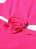 Small Sexy A-Dress 2025 New Round-Neck Sleeveless Design Lumbar Three-Dimensional Flowers Short Dress Dress Woman