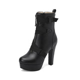 Belt Buckle Stumbling Side Zipper Short Boots Knight Boots Water Table Coarse Heels 40-50 Large Size Boots High Quality Shoes