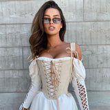 Women's Summer New Fashion Bonded Fish Bone Waist Repair Sleeveless Sexy T-Shirt DJPT