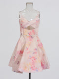 Retro [Singhua Land] Holiday Wind Sling Skirt Print Sexy 2025 Folded Dress New Female New