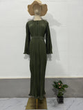 Women's Clothing Autumn 2024 New Long Dress Temperament Folding Horn Sleeve Mid-Long Dress