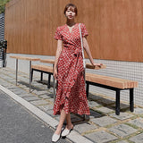 Flower Dress Women's Summer 2025 New Holiday Beach Dress Red Super Fairy Bohemia Long Dress