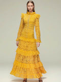 Elegant Retro Style Dress 2025 Spring New Lace Embroidery Mesh Dress Woman