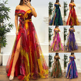 2025 New Yarn Net Printed Party Dress INS Casual Fashion Women's Dress HZ0628