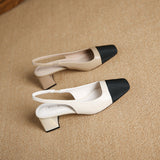 Korean Version Of The Small Side Of The Square Head Coarse Heel Women's Shoes After The Stumbling Sandals Back Empty Single Shoes Women High Quality Shoes