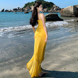 Slings Slims And Irregular Open Fork Long Skirt Beach Holiday Birthday Dinner Small Dress