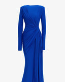 Sexy Fashion Round Collar Folds To The Waist To Repair The Solid Color Temperament Dress