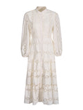 Court Dress 2025 Summer New Fashion Collar Lantern Sleeve Embroidered Dress Dress Woman