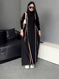 Fashion Temperament In The Autumn Of 2024 Splicing Thin Bump Color Waist Dress