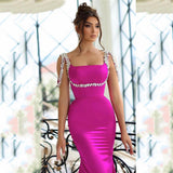 New Sexy Suspension Slamaded Dresses With Sleeveless Dresses For Party Banquet