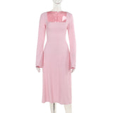 Summer 2025 New Temperament Elegant Long Sleeve Tie Strap A Swing Dress Girl DJPT