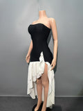 Black And White Bumpy Brae With Dressing Temperament Dinner High-End Light Evening Dress