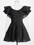 Bohemian Short Dress 2025 Spring New Word Collar Leaves Embroidered Hollow Dress Woman