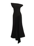 Elegant Retro Style Dress 2025 Summer New Slanted Shoulder Irregular Temperament Dress Dress Woman