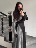 2024 Fashion Temperament Long Sleeve Splicing Squint Design Fake Two-Piece Dress