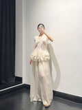 Fairy Lace Lace Lace Waist Blouse Half Dress Set