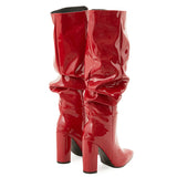 Skin Boots Side Zipper Tip Thick And Fashion Wrinkled Women Boots Women Boots High Quality Shoes