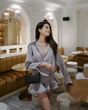 High-End Feel-Leaf White V-Neck Thin Shirt Dress For Women's Spring 2024 Fairy Babes