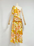 Summer New Shoulderless Sleeveless Bow Tie Ting Waist Layered Print Long Dress Woman