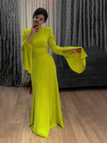 2024 New Lotus Leaf Sleeve Long Half-High Collar Design Feel Dress Temperament