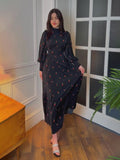 2024 Gentle Wind Loose With Small Cherry-Print Ribbon Dress Long Sleeve Dress