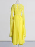 Elegant Style Dress 2025 Spring New Round Horn Sleeves Big Swing Dress Dress Woman
