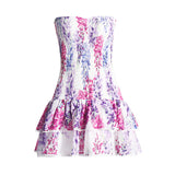 Holiday Style Dress 2025 Summer New Breast-Print Body-Wearing Short Skirt Girl With Lotus Leaf Side