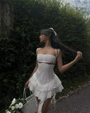 Niche Embroidery Sling Dress Female Design Temperament Slim Bra Dress Seaside Pure Lusty Short Dress