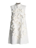 Dress Women 2025 New Fashion High-End Collar Three-Dimensional Flowers Splicing Vest Skirt