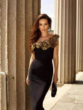 Three-Dimensional Flower Women's Bandage Evening Dress Skinny Temperament Party Party With Hip Dress