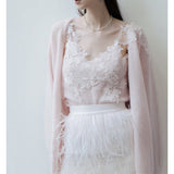 2024 New Lace Embroidered Cardigan Vest Feather Dress Tender Gentle Romantic Three-Piece Set