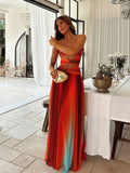 Spring And Summer Women's Dress Sexy Hottie Printed Clammed Chest-Wender Backed Women's Dress HZ0628