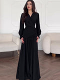 2025 New Design Chiffon Black Dress Woman