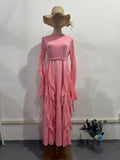 2025 New Lotus Leaf Side Splicing Court Chiffon Temperament Semi-High Collar Dress